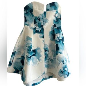 KEEPSAKE THE LABEL BLUE FLOWER PRINT MINI DRESS
